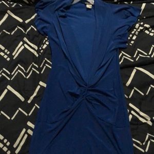 Low cut blue party dress